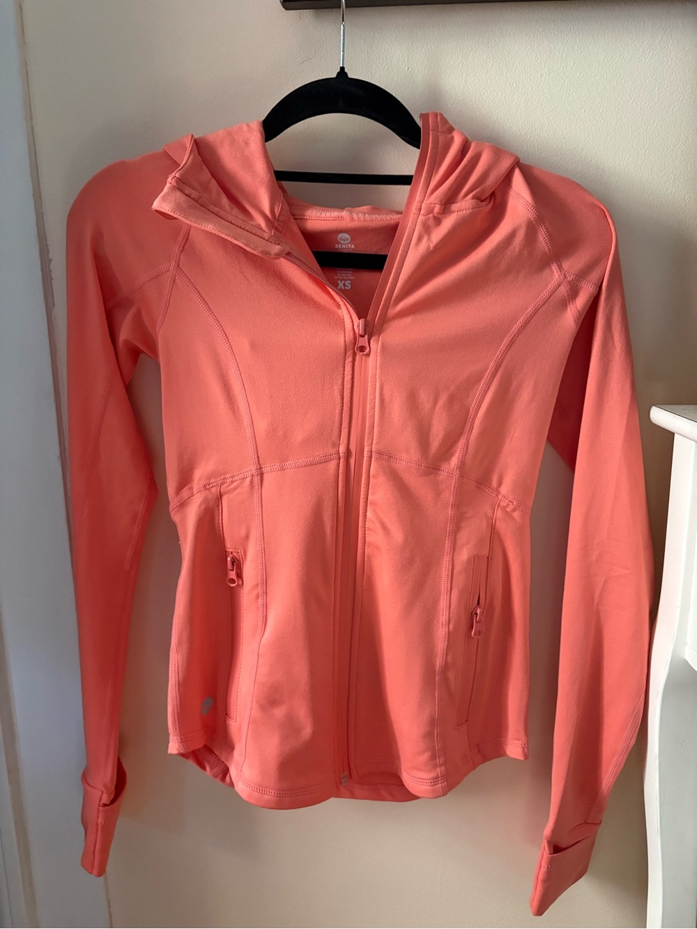 Senita Peach Zip-Up Hooded Jacket